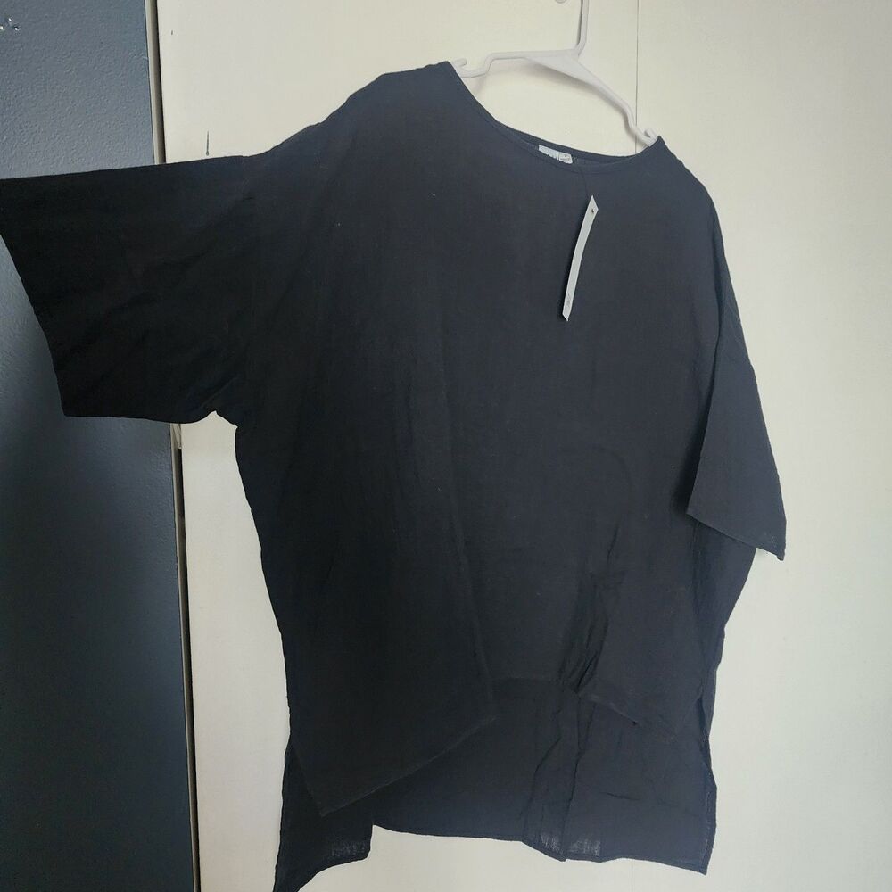 OAK unisex Black high low Short Sleeve Top oversize Size 1 nwt Deadstock rare